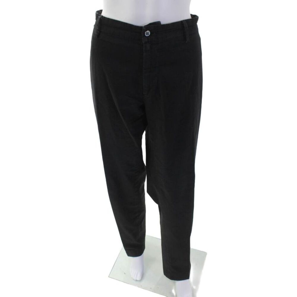 Masons Men Chino Pants Black Cotton Blend Button Closure Size 56